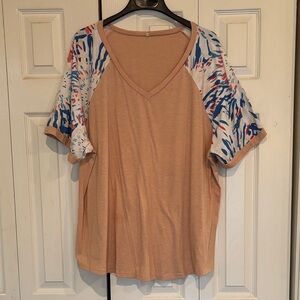 Stylish Tan and Multicolor Women's Top